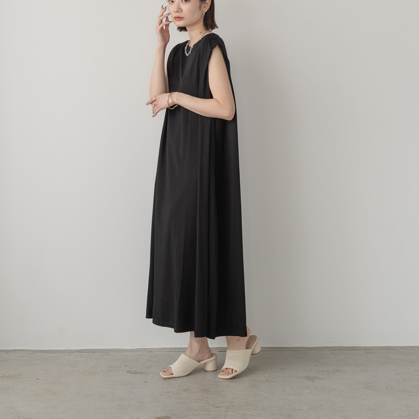 Pique Tucked Sleeve One-Piece