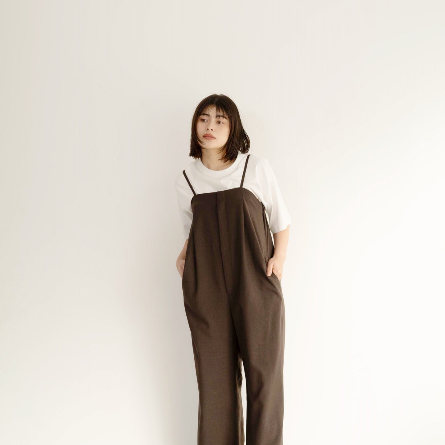 Silk-mix smooth fabric pullover T-shirt