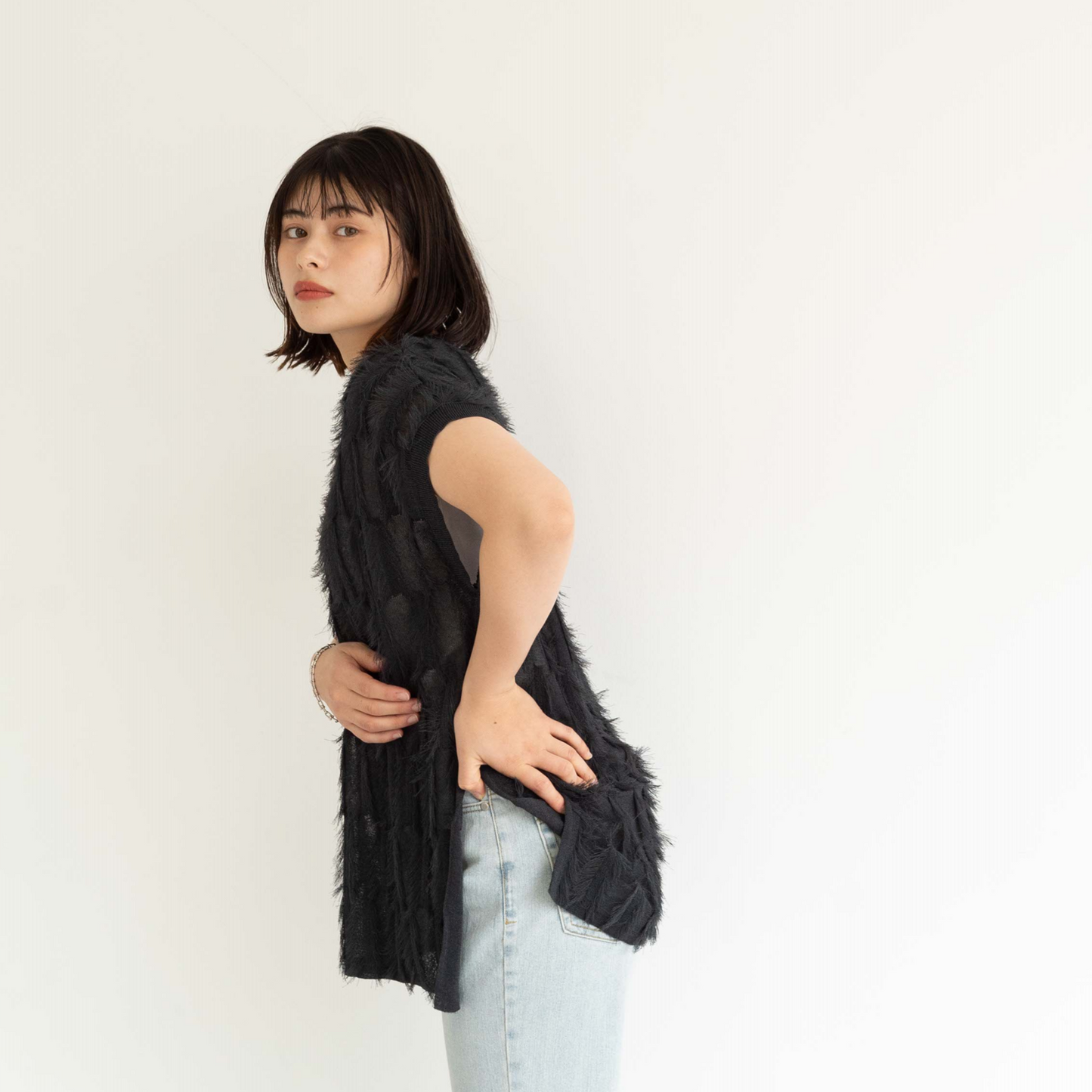 short tassel long vest