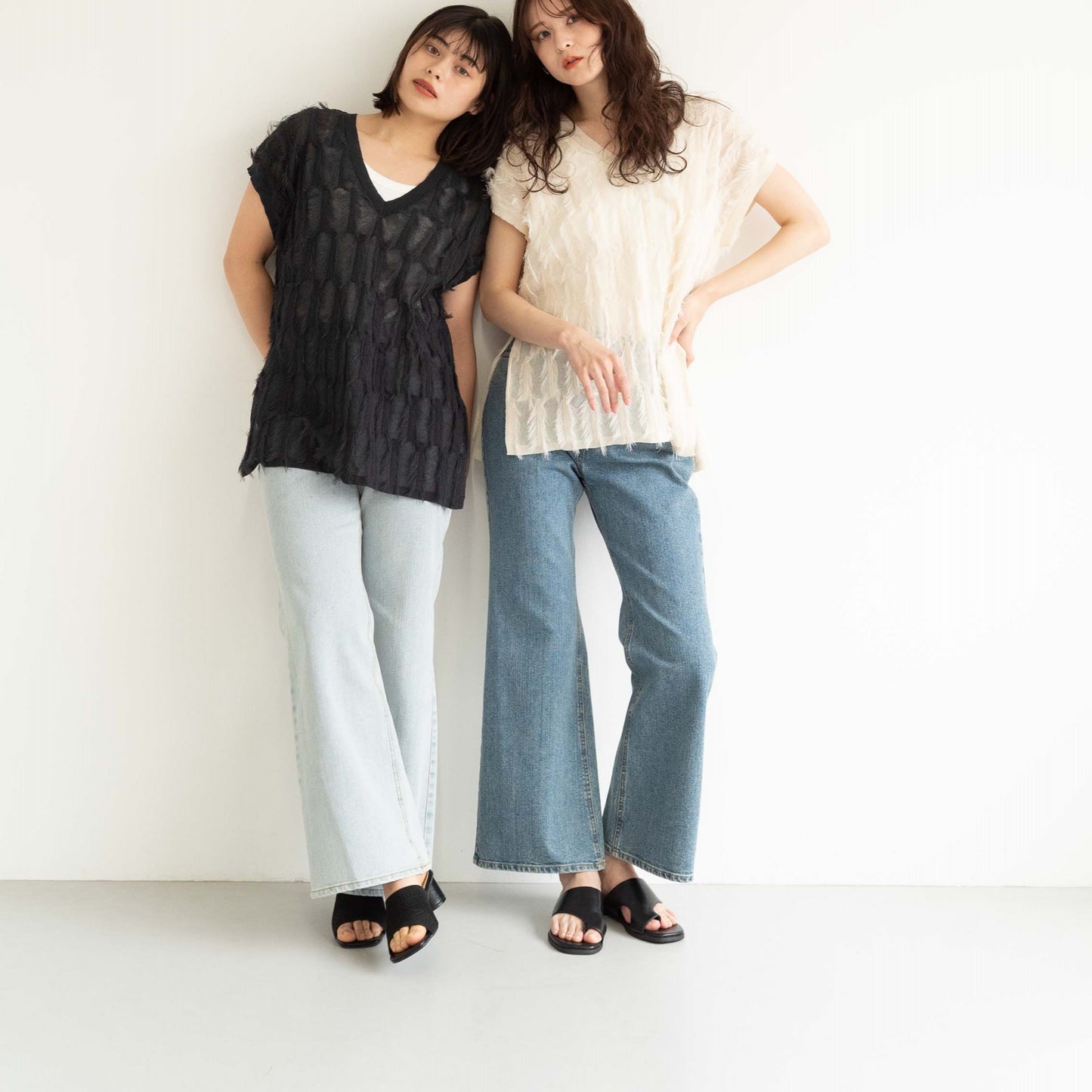 KAIHARA DENIM denim half flare pants