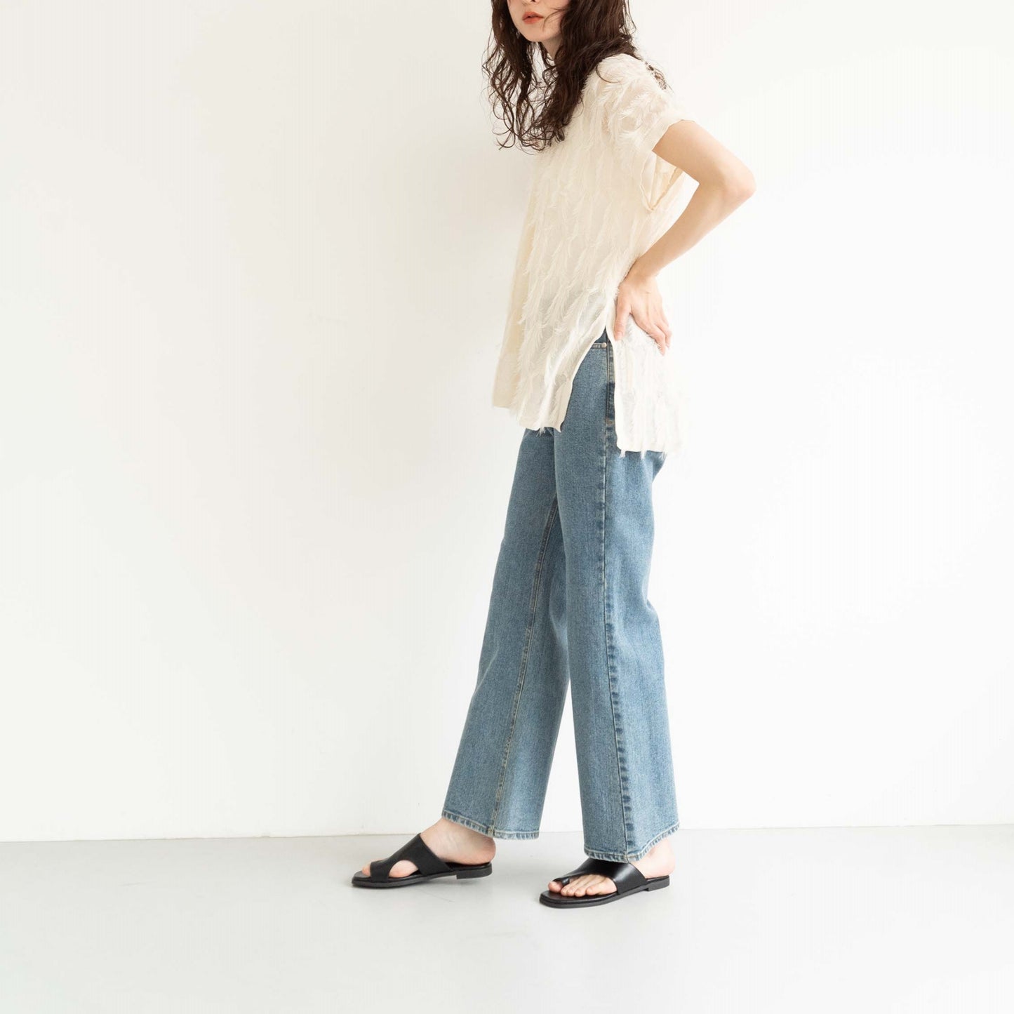 KAIHARA DENIM denim half flare pants