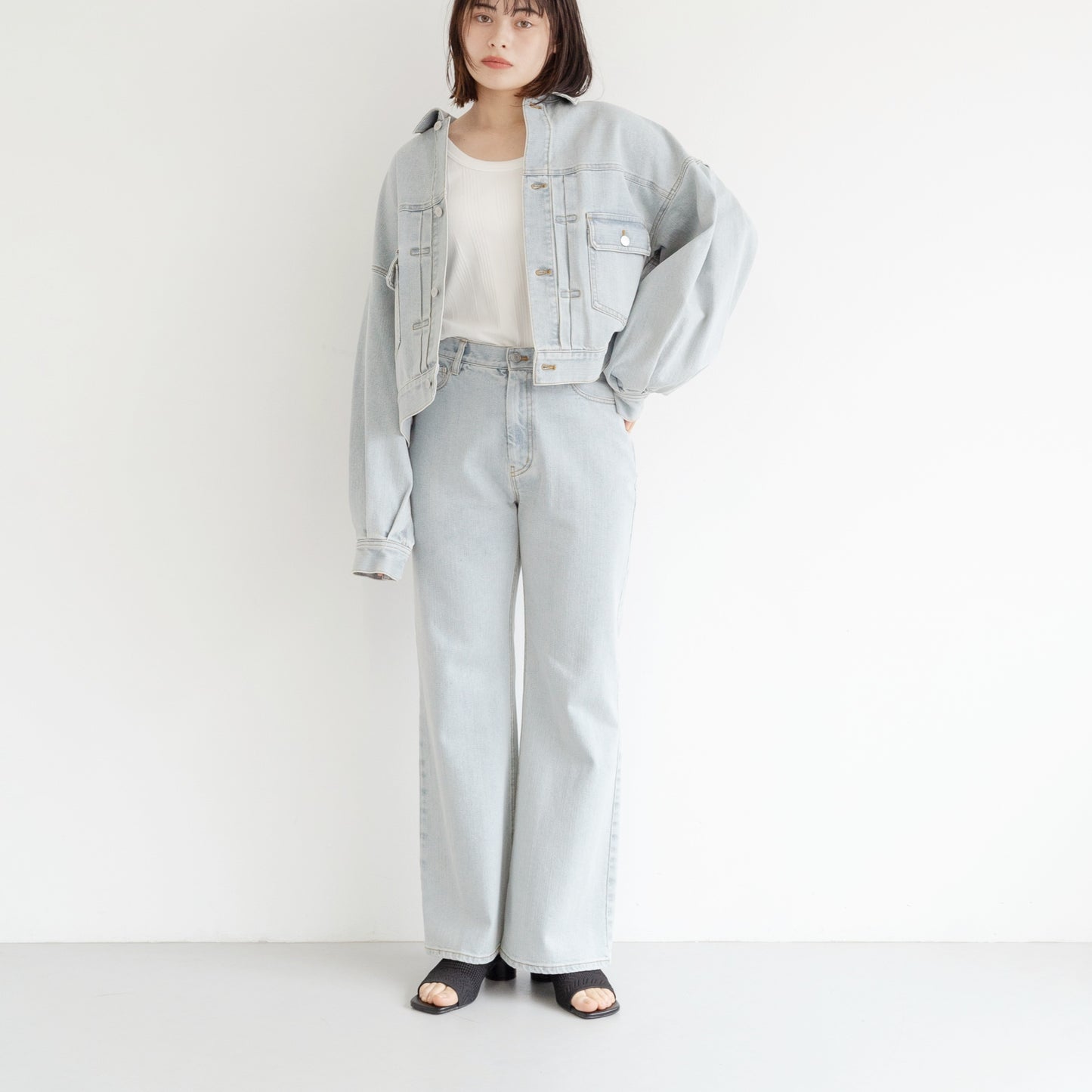 KAIHARA DENIM denim half flare pants
