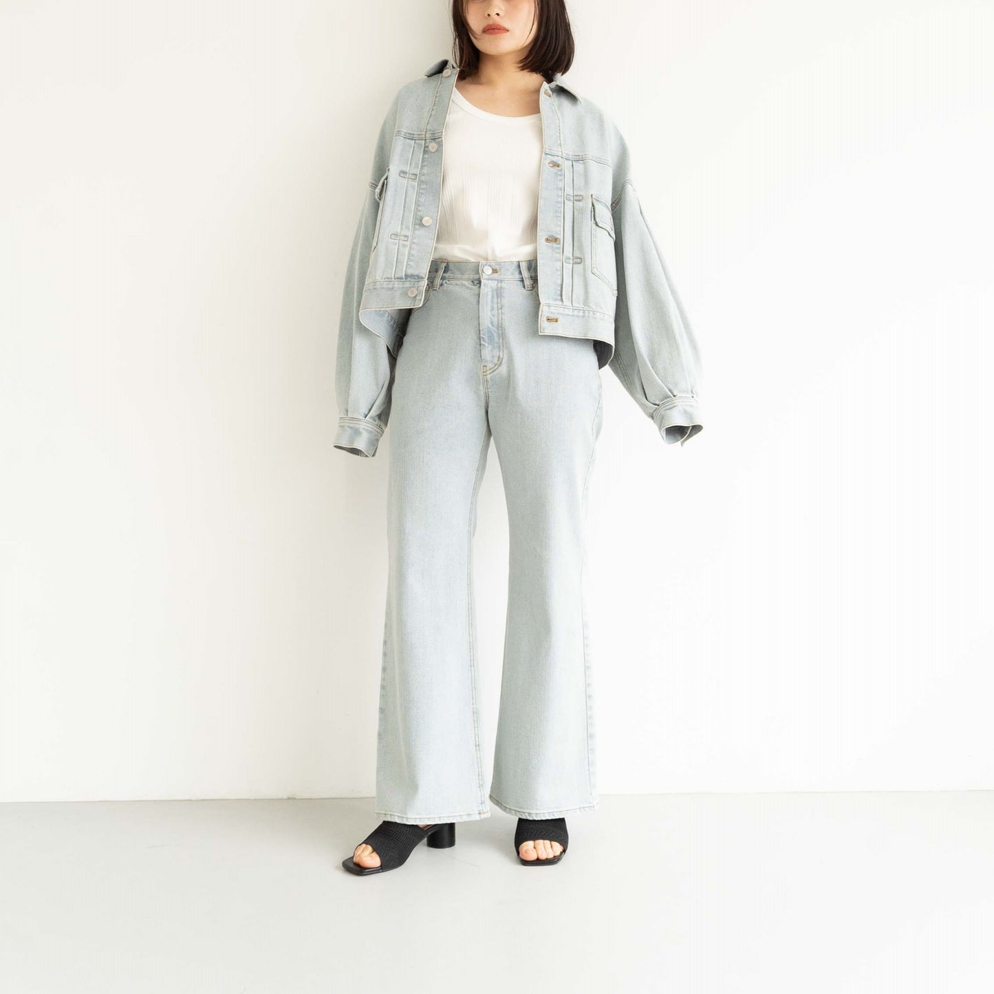 KAIHARA DENIM denim half flare pants