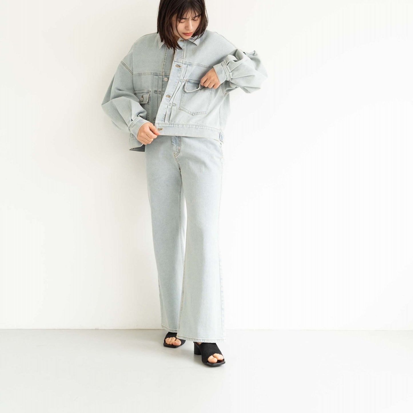 KAIHARA DENIM denim half flare pants