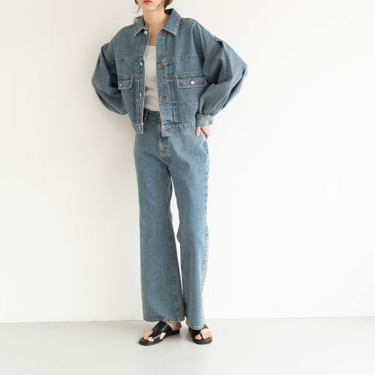 KAIHARA DENIM denim half flare pants