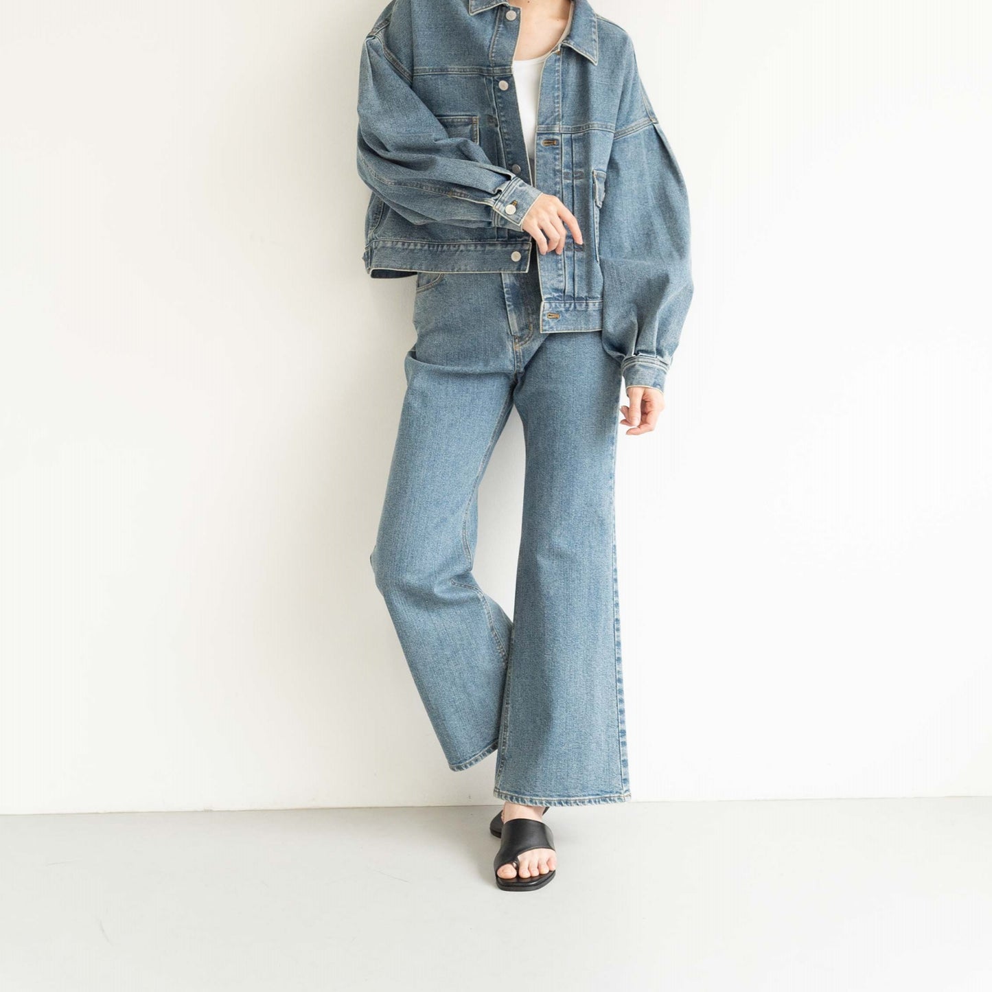 KAIHARA DENIM denim half flare pants