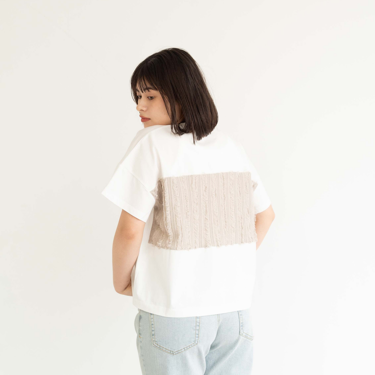 Frayed edge tassel splice T-shirt