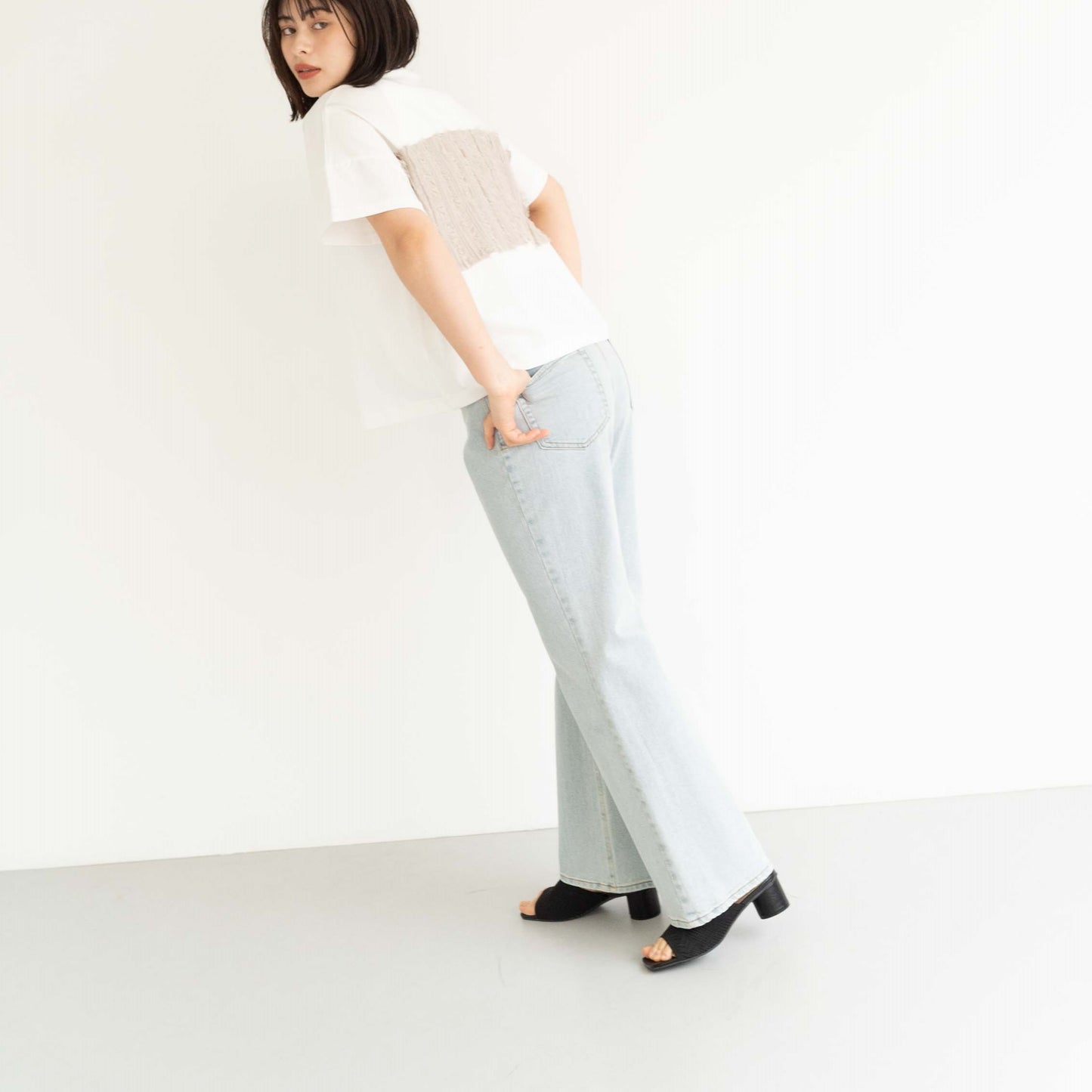KAIHARA DENIM denim half flare pants