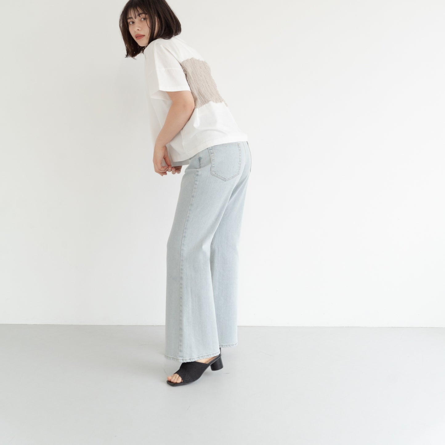 KAIHARA DENIM denim half flare pants