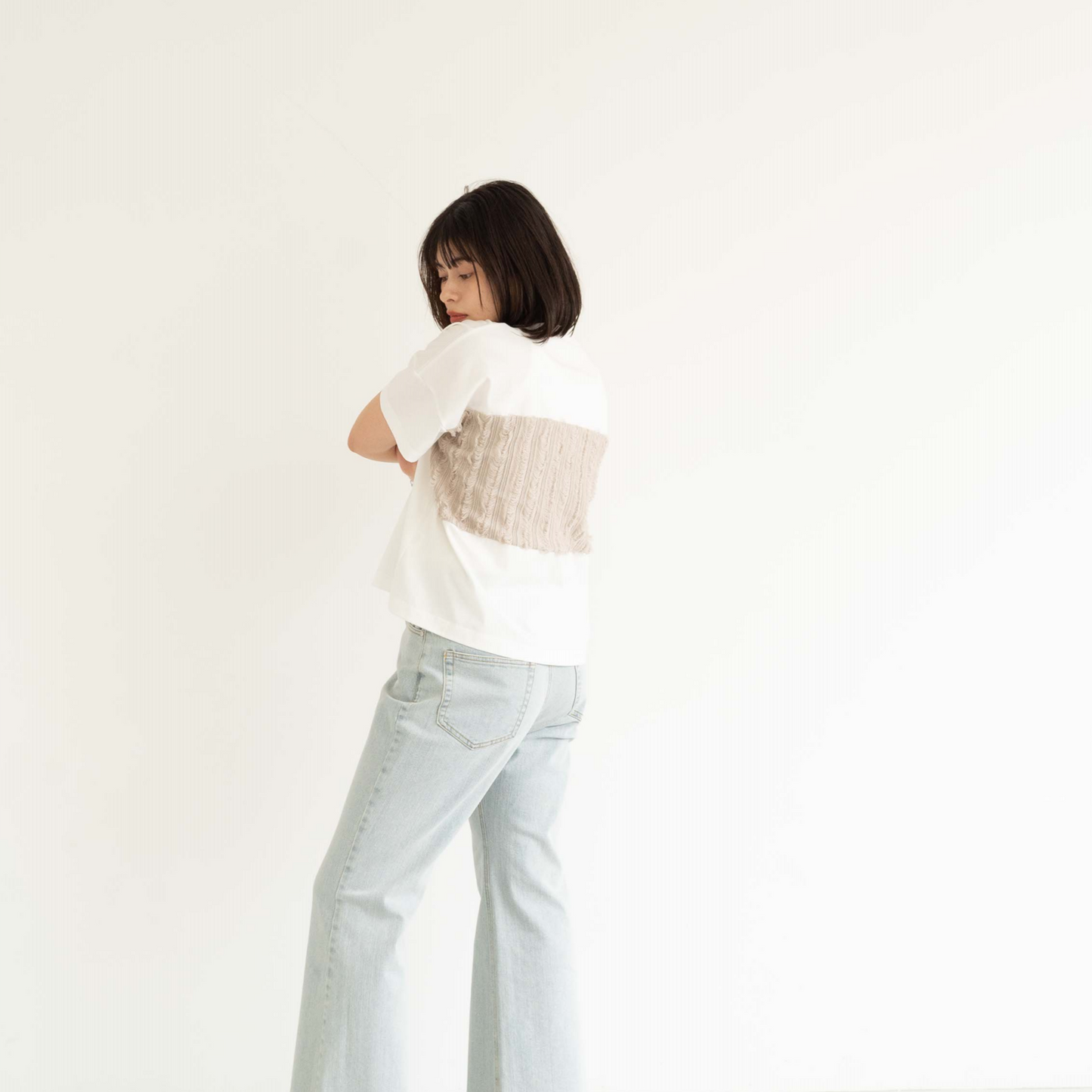 Frayed edge tassel splice T-shirt