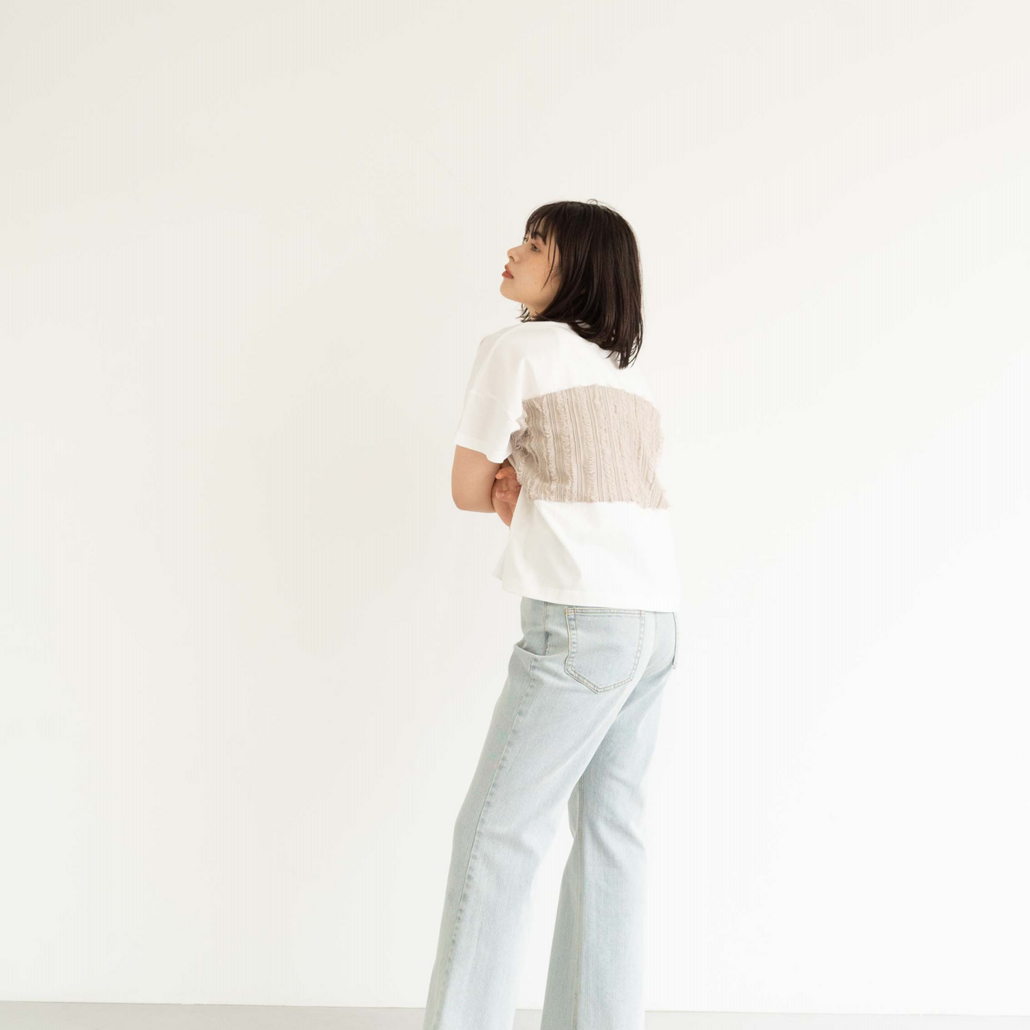Frayed edge tassel splice T-shirt