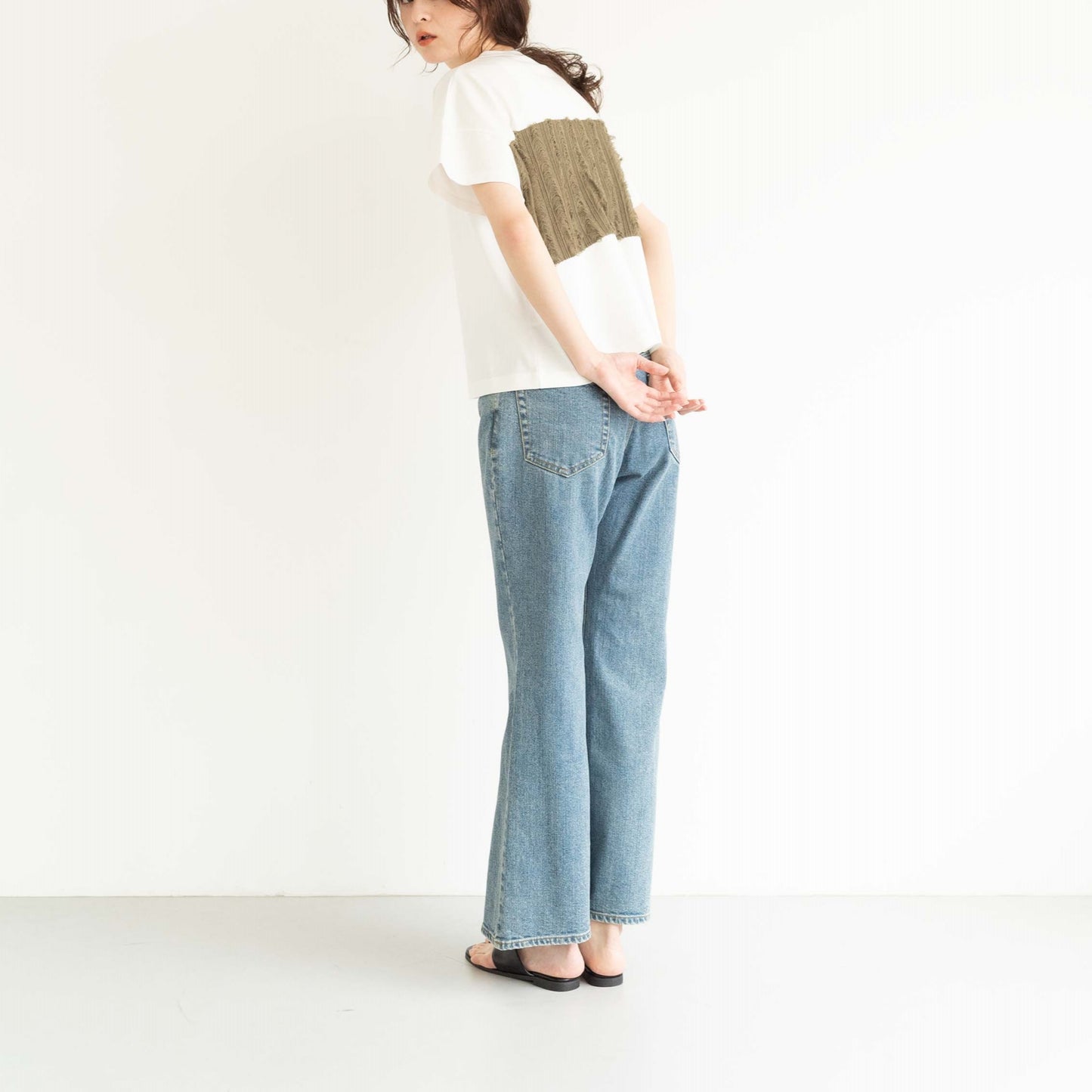 KAIHARA DENIM denim half flare pants