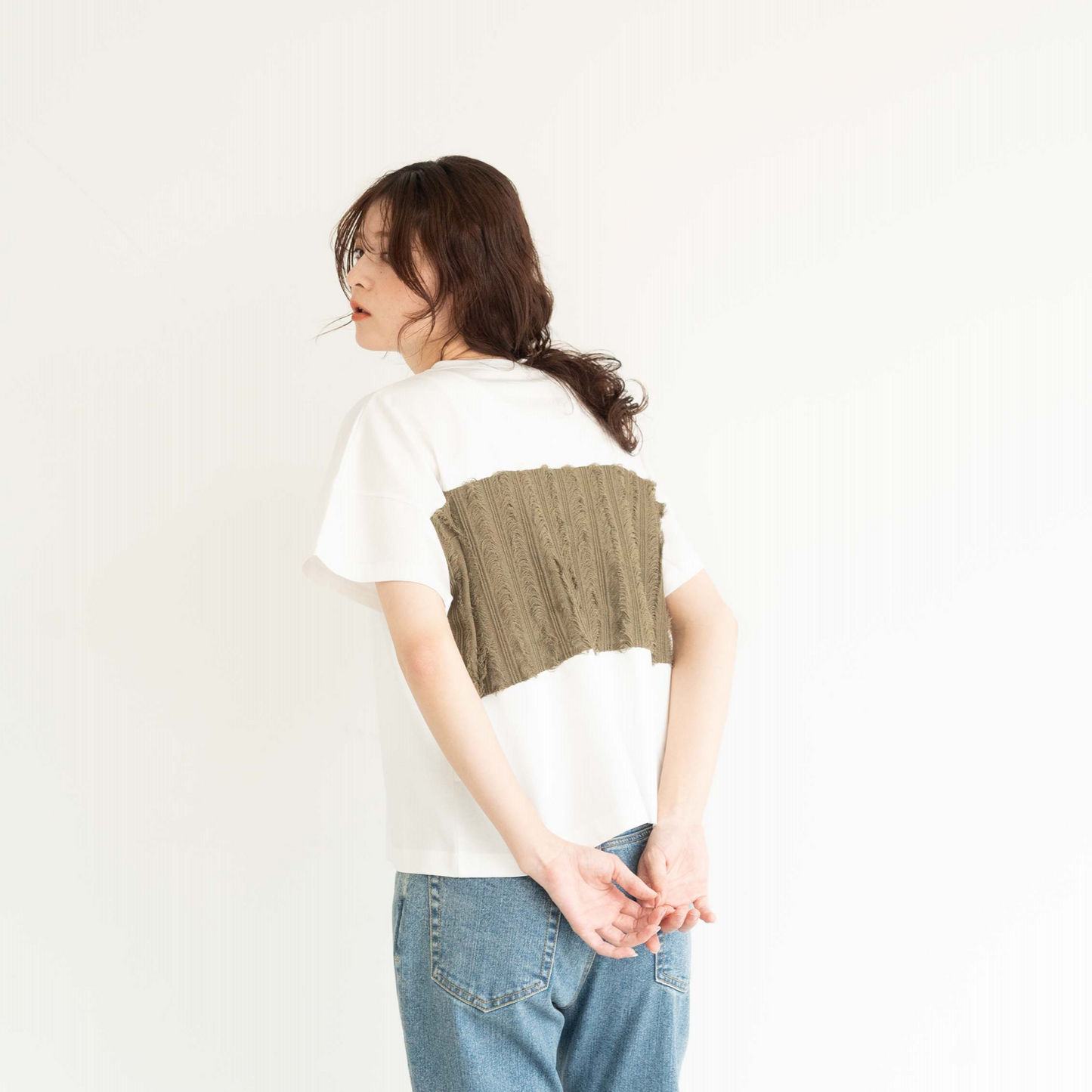 Frayed edge tassel splice T-shirt