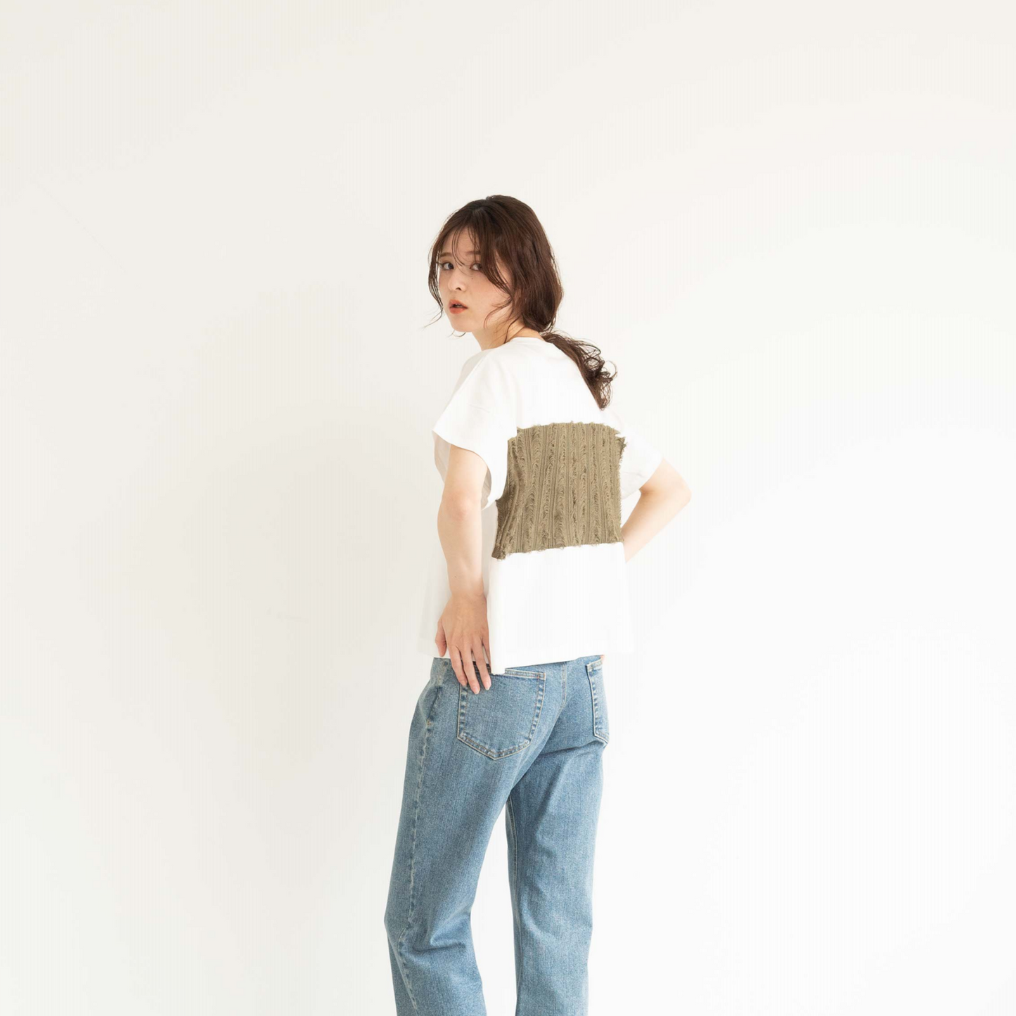 Frayed edge tassel splice T-shirt