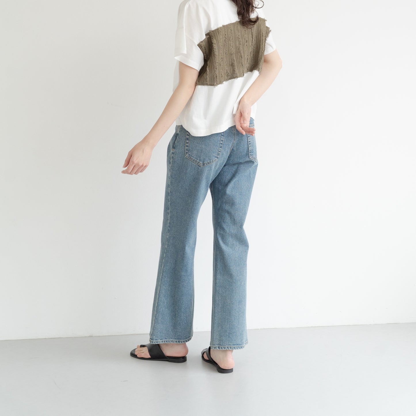 KAIHARA DENIM denim half flare pants