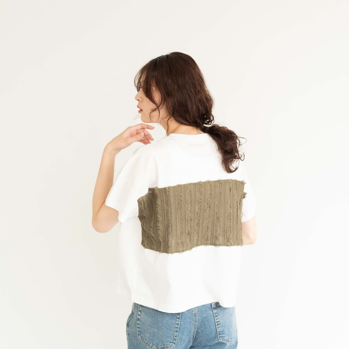 Frayed edge tassel splice T-shirt