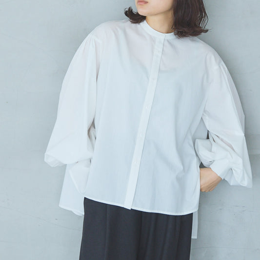 Volume Sleeve Blouse with Ribbed Cuffs