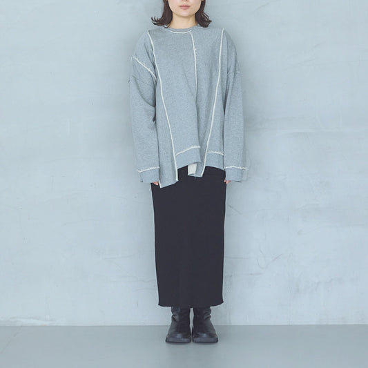 12-Gauge Lightweight Ribbed Panel Knit Skirt