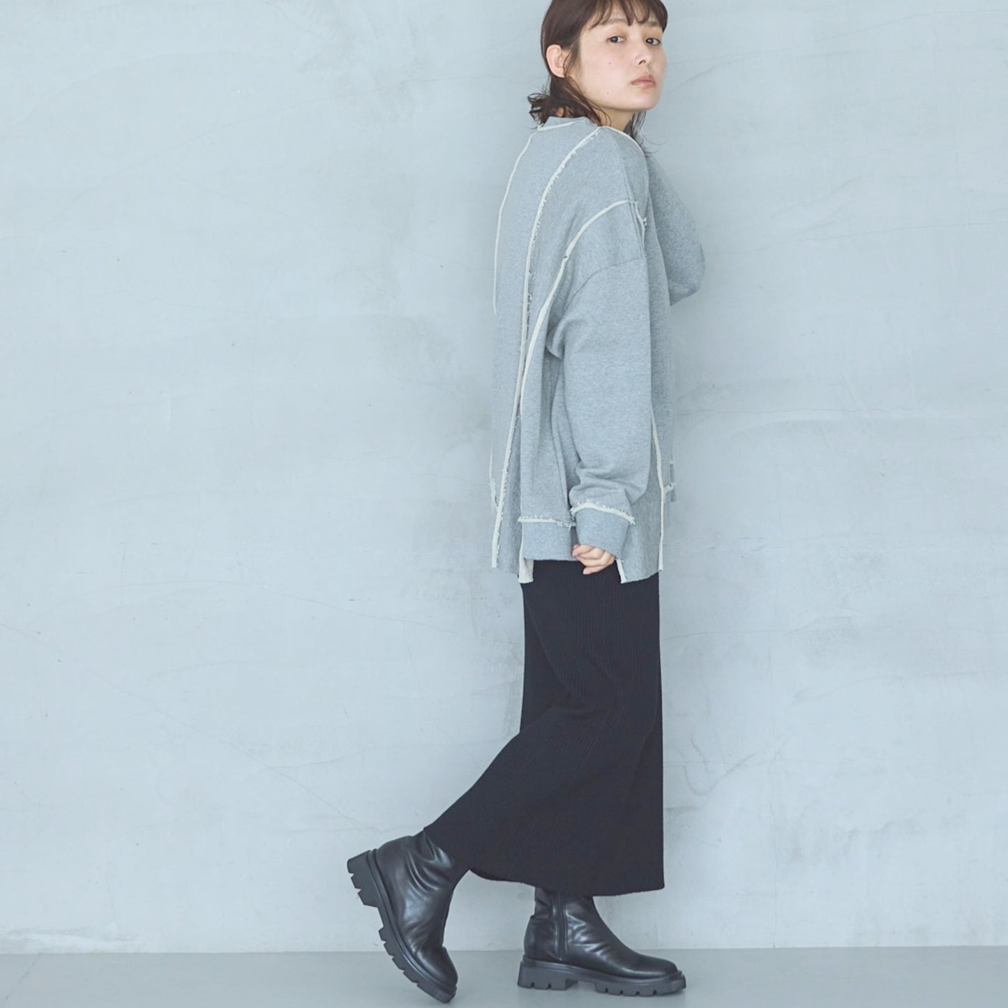 12-Gauge Lightweight Ribbed Panel Knit Skirt
