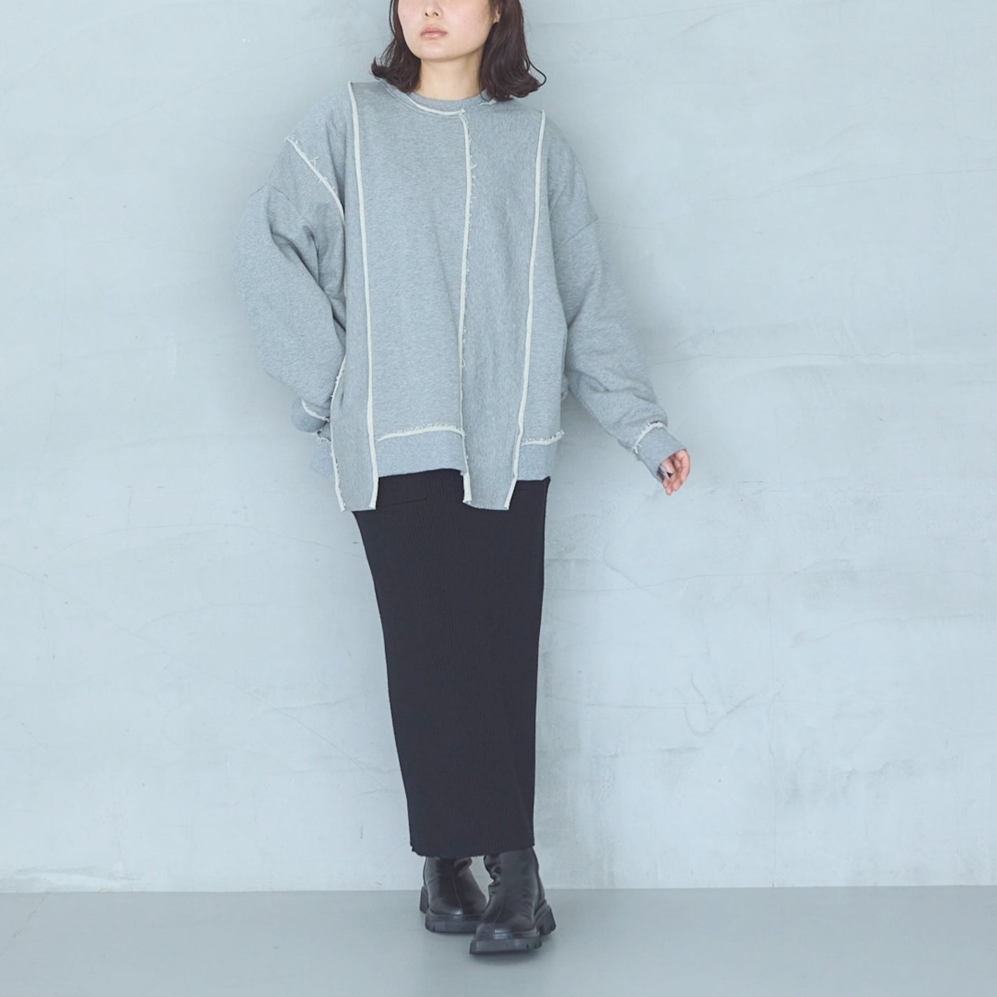 12-Gauge Lightweight Ribbed Panel Knit Skirt