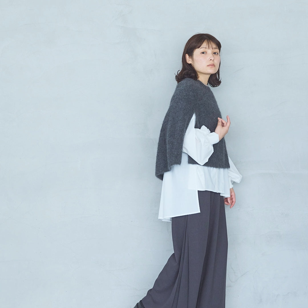 Volume Sleeve Blouse with Ribbed Cuffs
