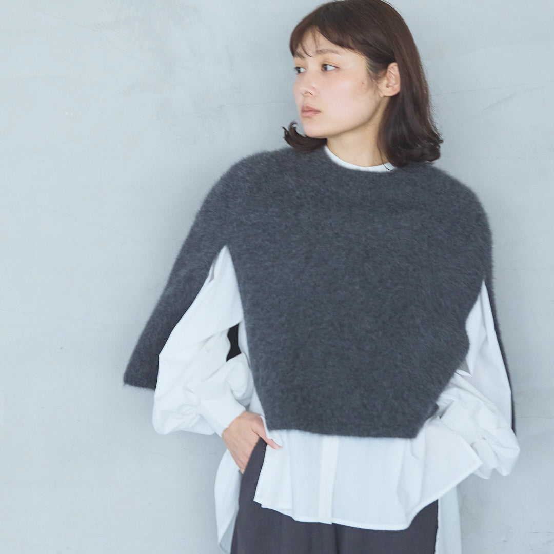 Volume Sleeve Blouse with Ribbed Cuffs