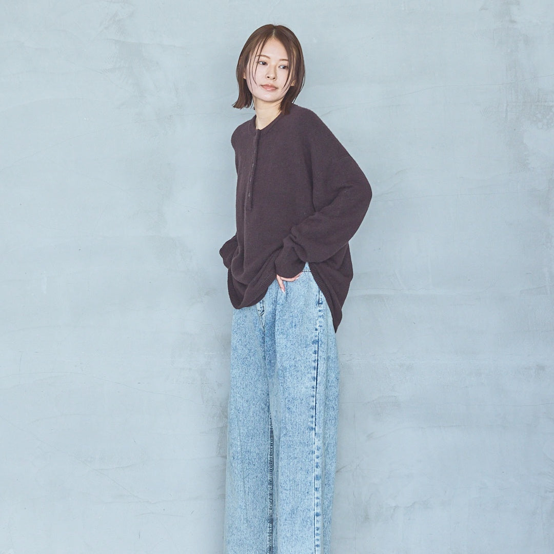 Henley Neck Pullover FOX VELVET