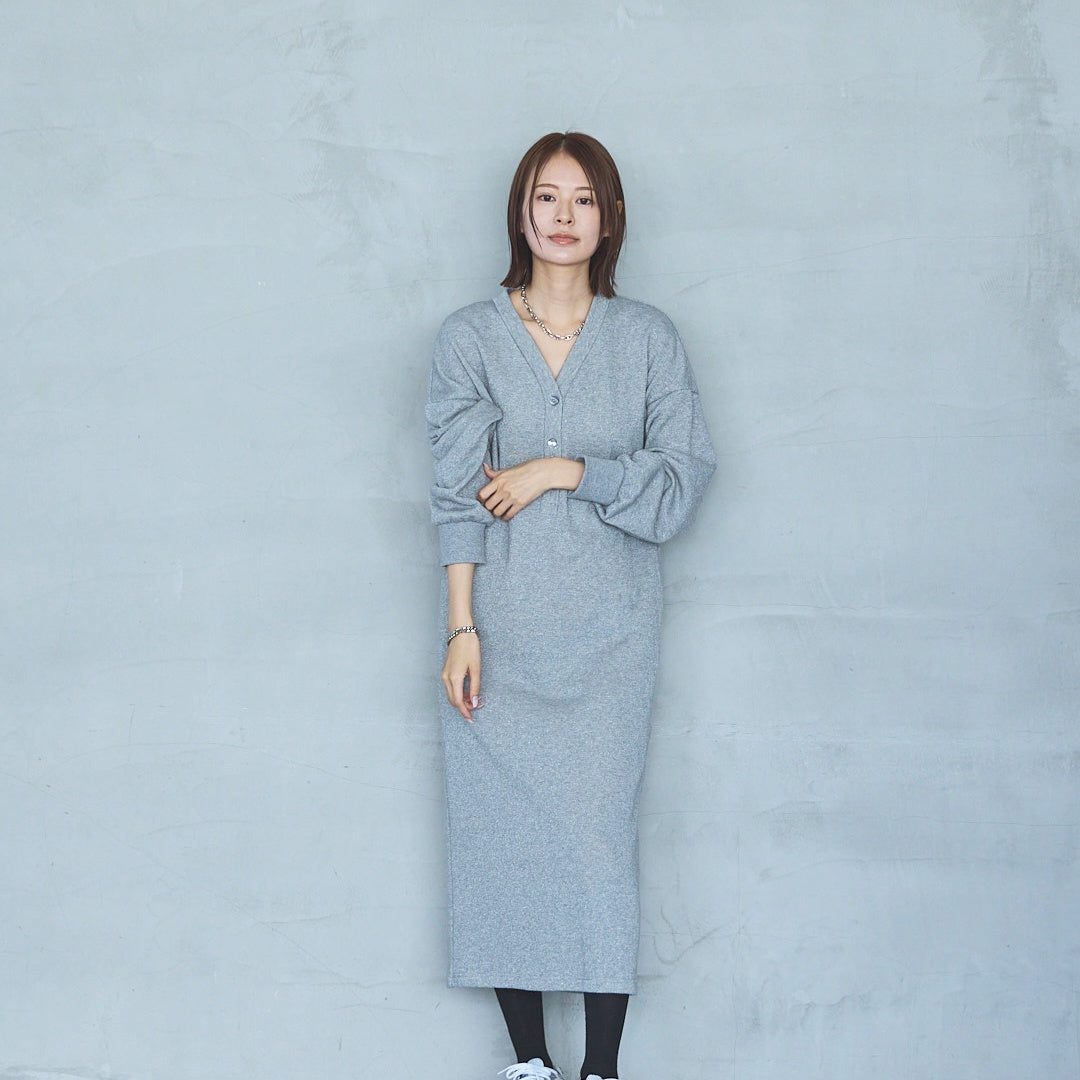 Bonded French Terry V-Neck Onepiece