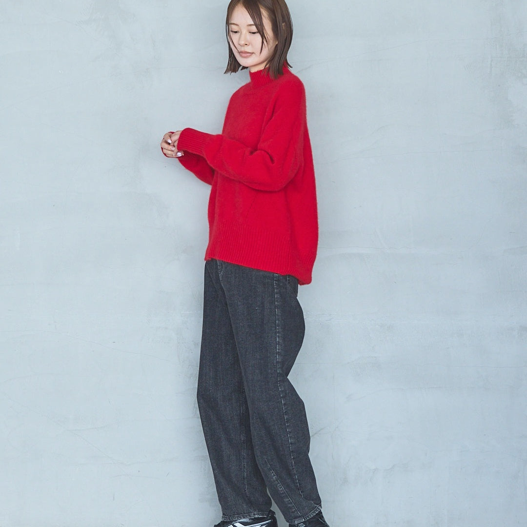 7-Gauge Raccoon Blend High-Neck Knit