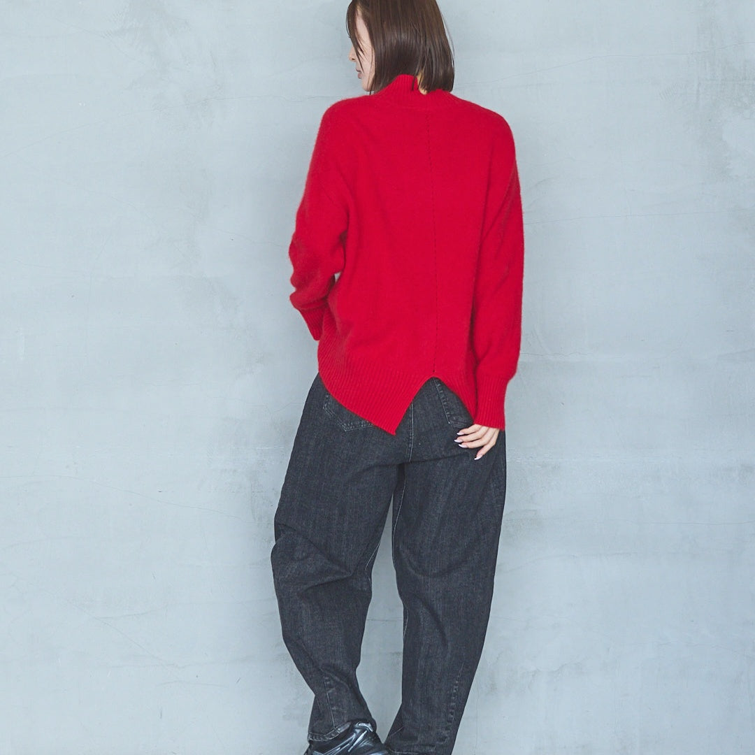 7-Gauge Raccoon Blend High-Neck Knit