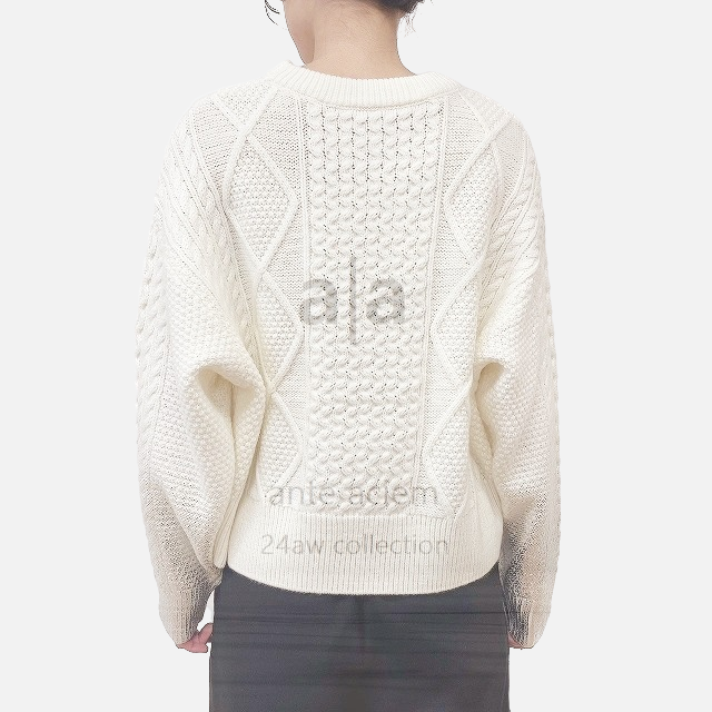 cable knit foil print sweater