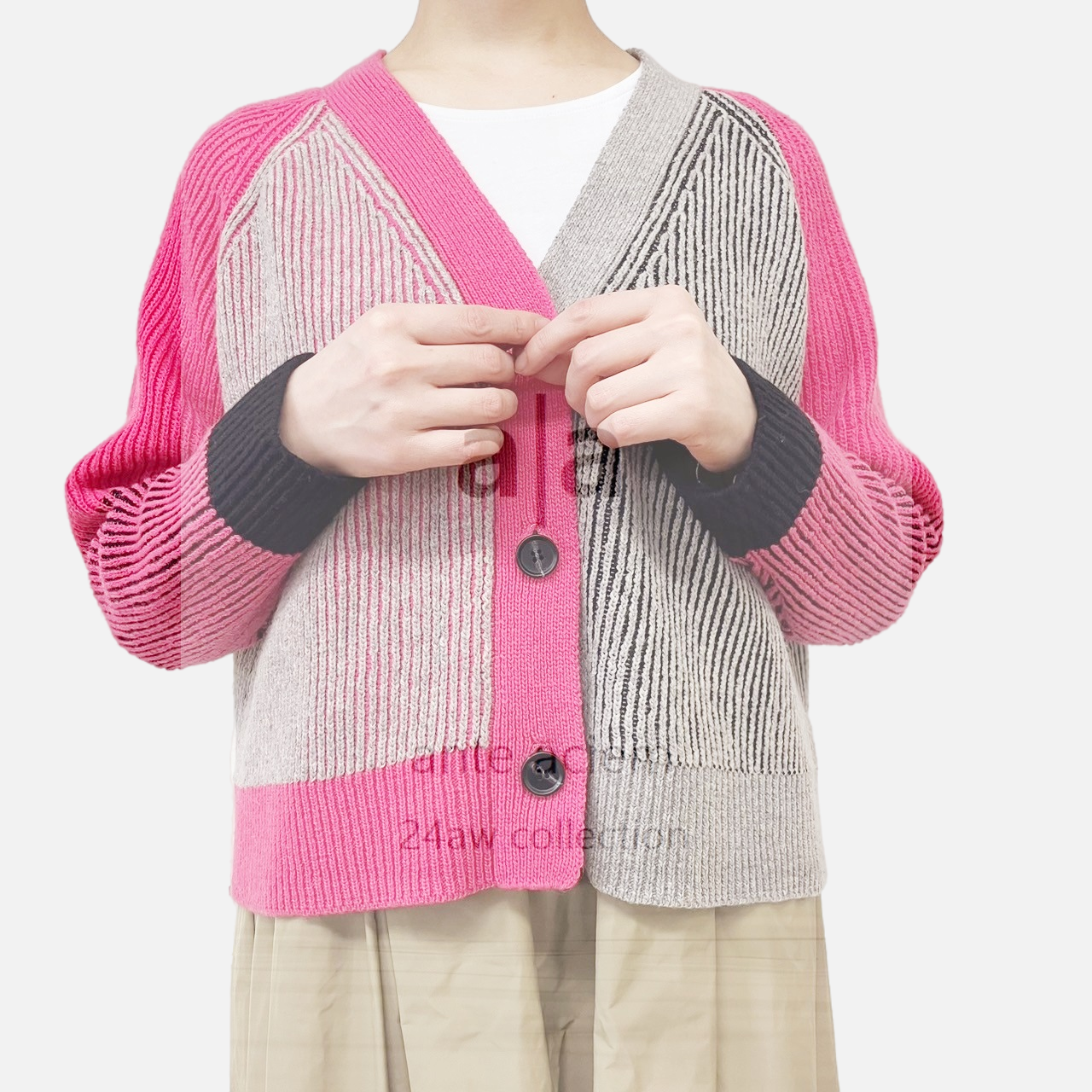 garter stitch color block cardigan