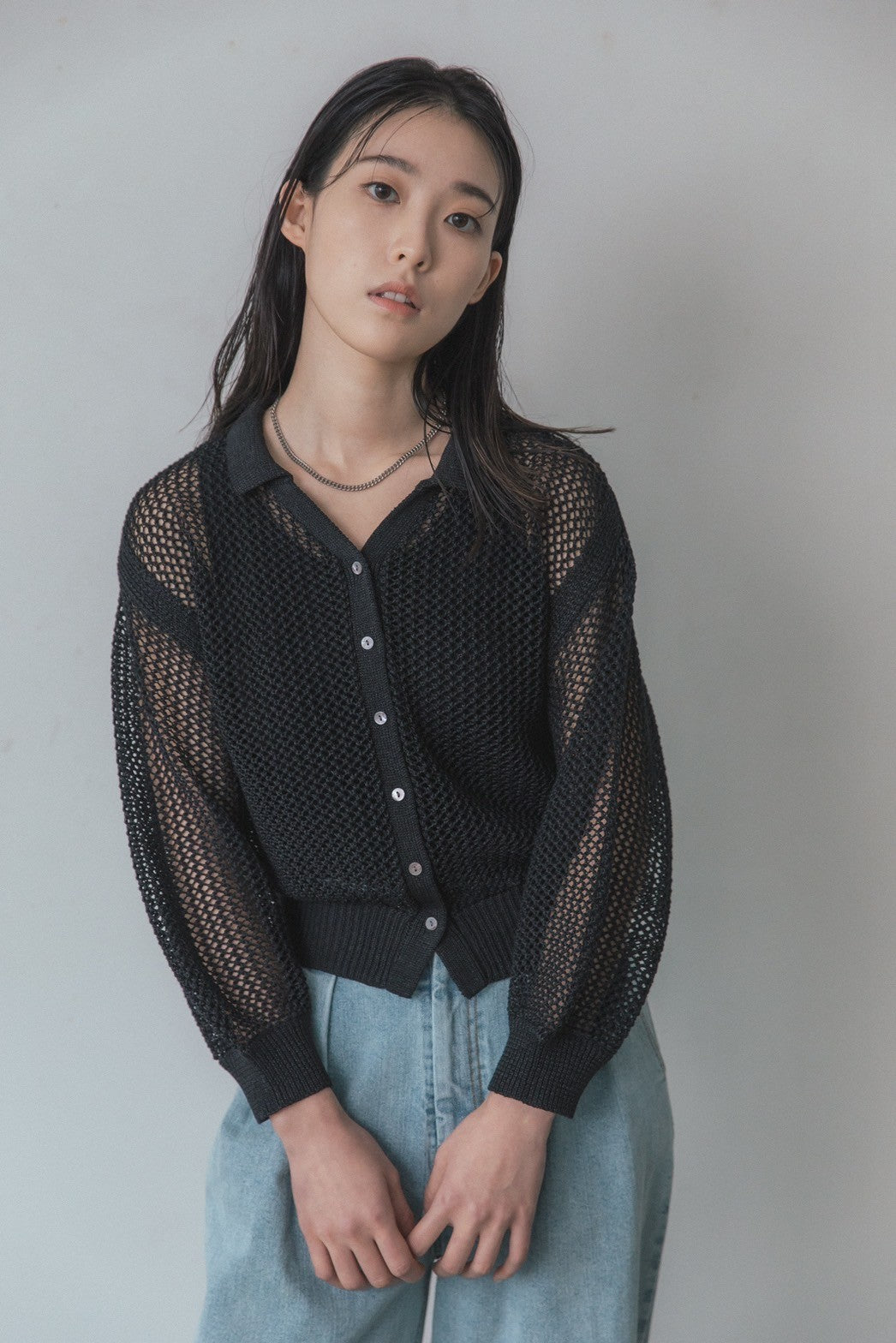 7 gauge hemp like mesh cardigan