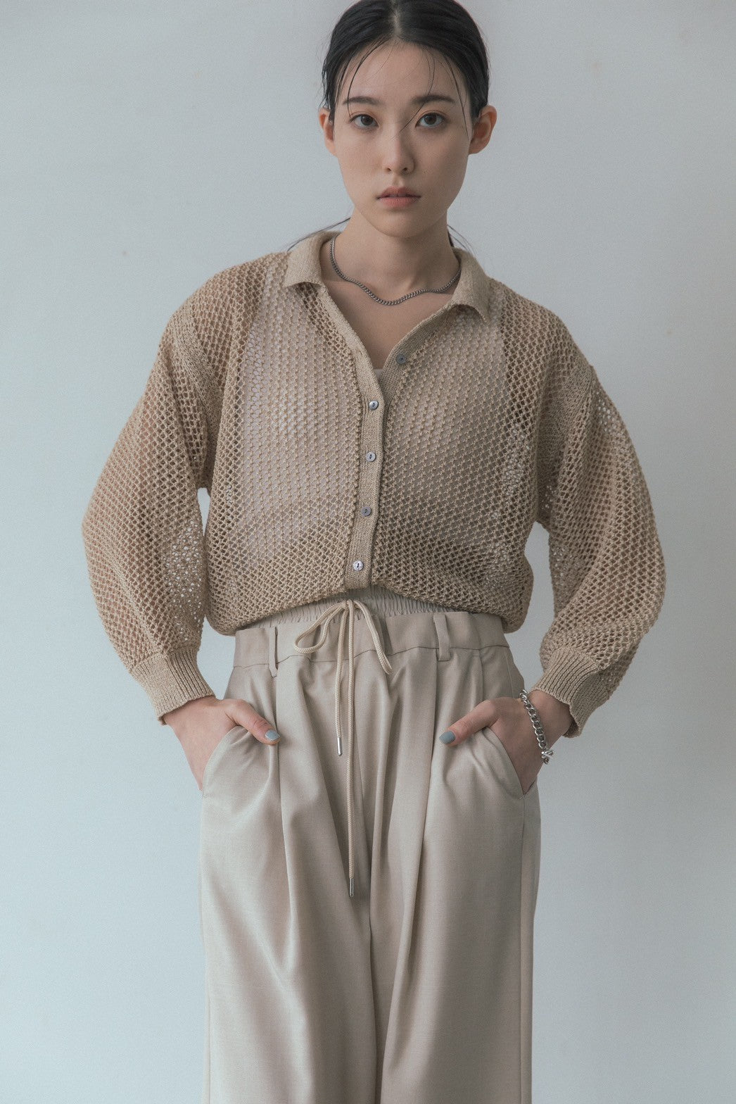 7 gauge hemp like mesh cardigan