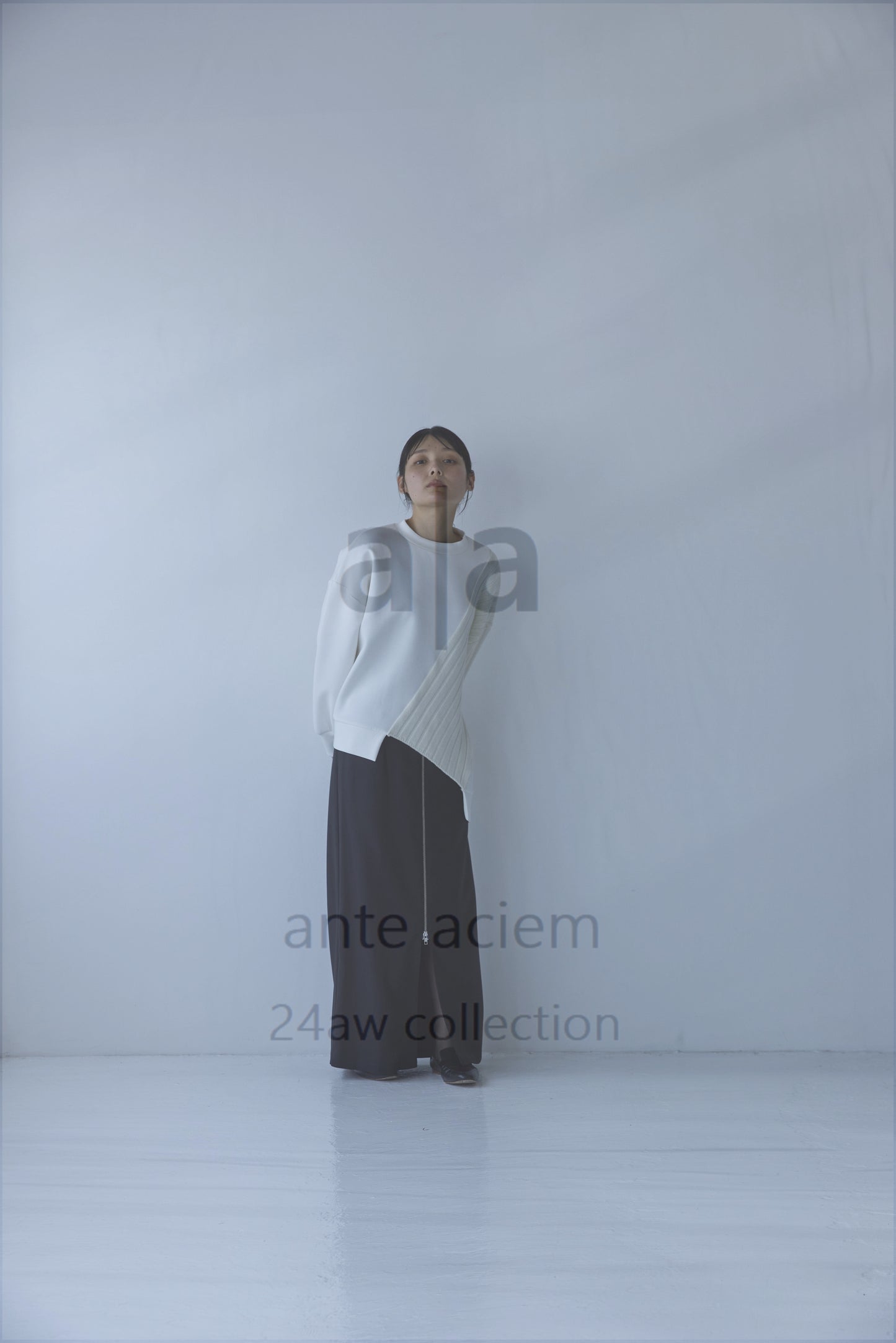 14G Knit + Double-knit Fabric Asymmetric Pullover