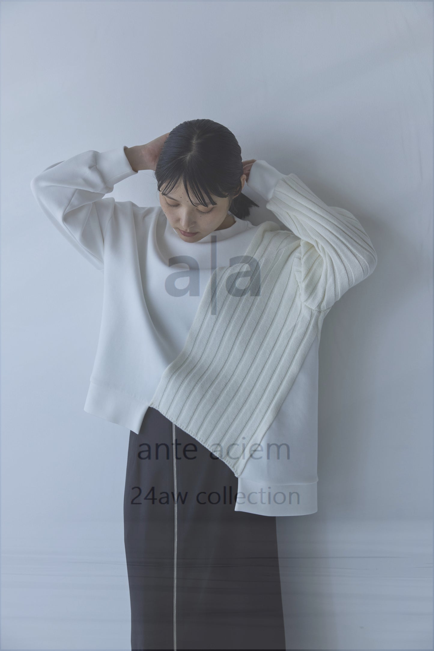 14G Knit + Double-knit Fabric Asymmetric Pullover