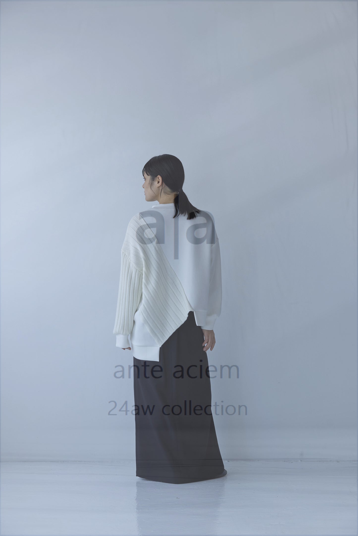 14G Knit + Double-knit Fabric Asymmetric Pullover