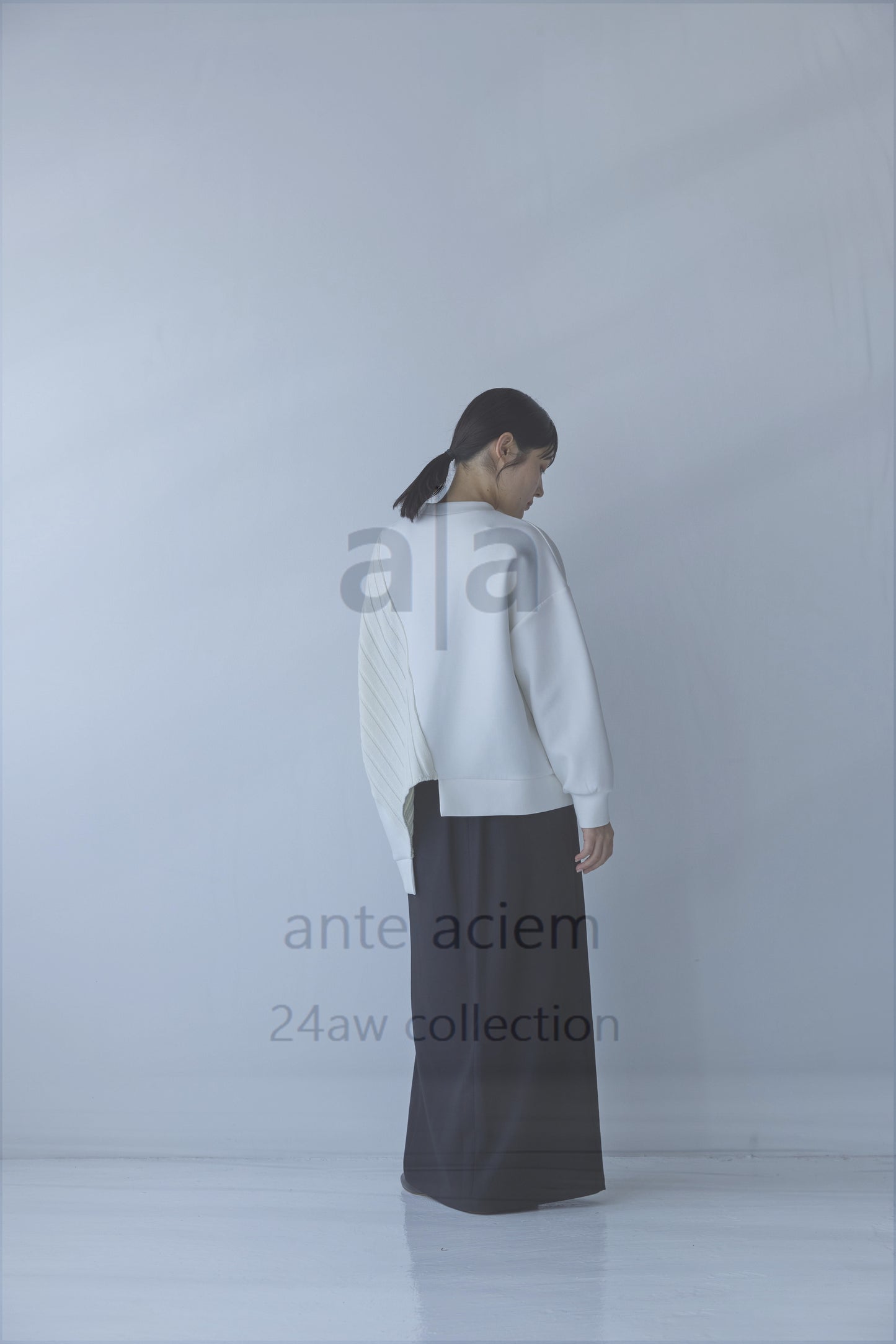 14G Knit + Double-knit Fabric Asymmetric Pullover