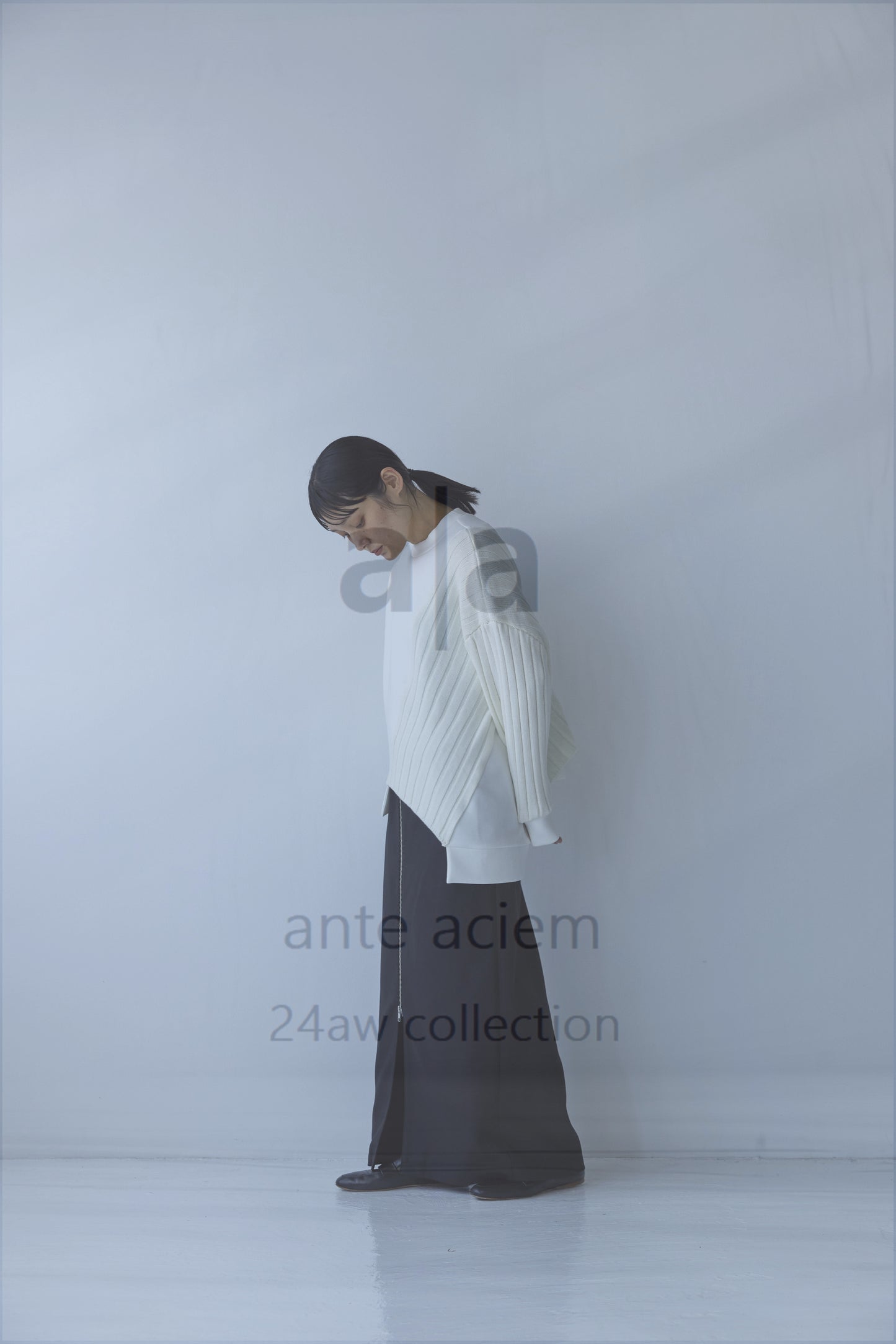 14G Knit + Double-knit Fabric Asymmetric Pullover