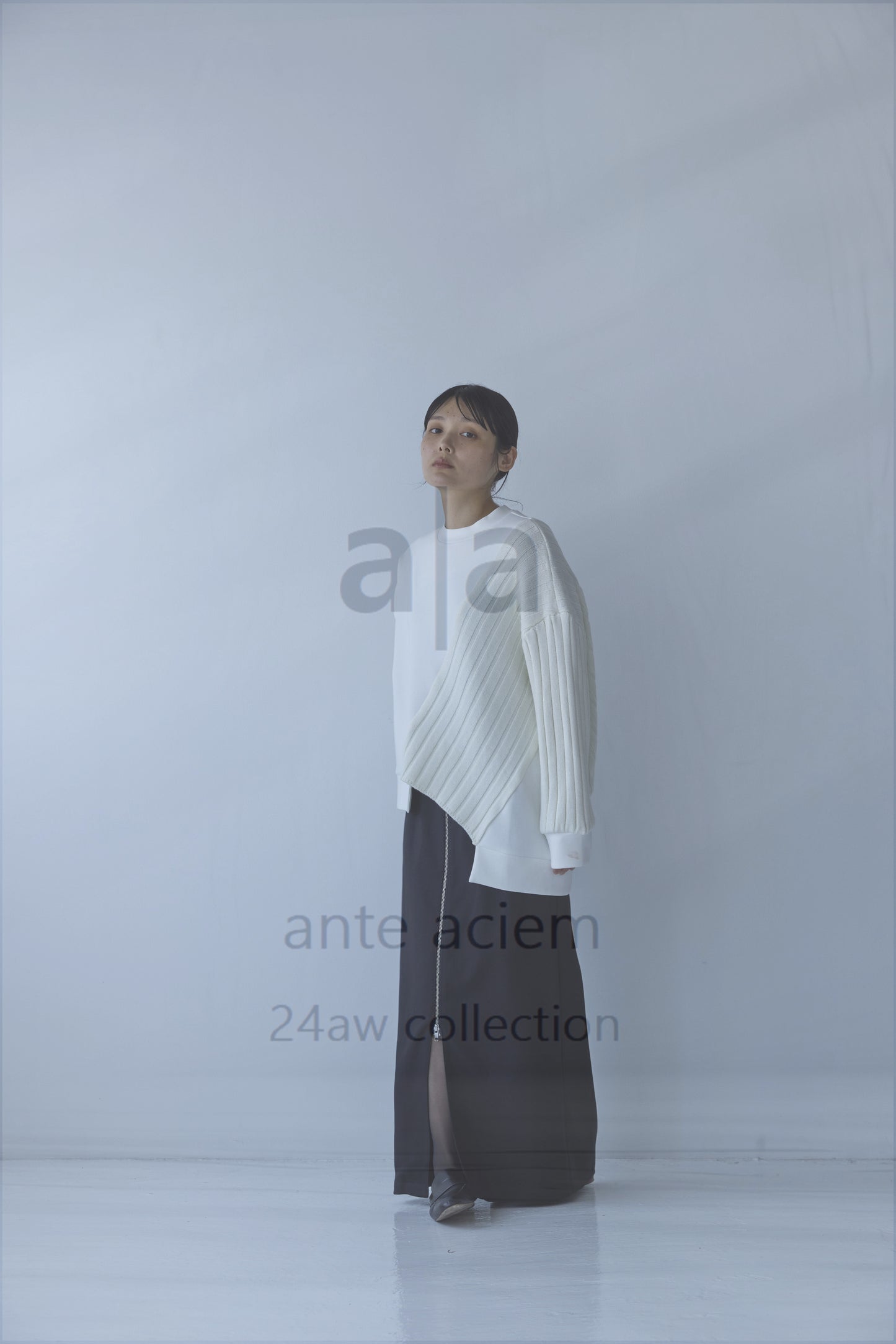 14G Knit + Double-knit Fabric Asymmetric Pullover