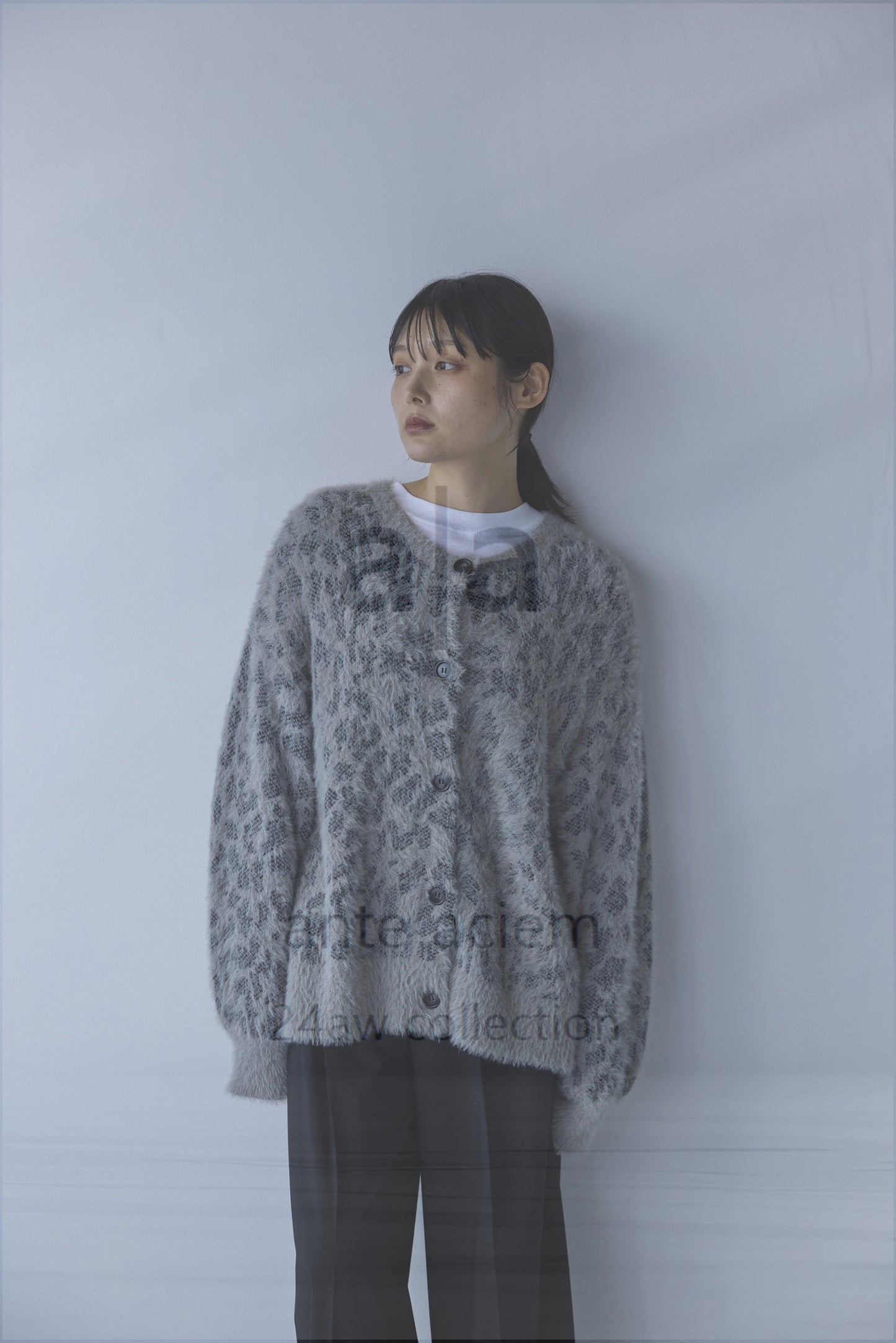 7G Animal Jacquard Shaggy Cut Cardigan