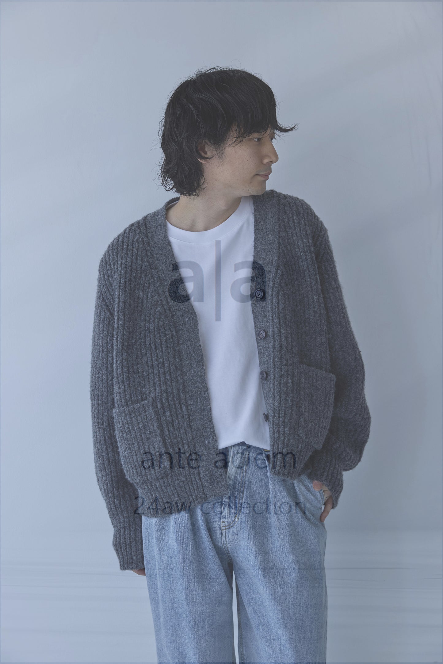 3G Half Roving Ribbed V-Neck Cardigan-Unisex