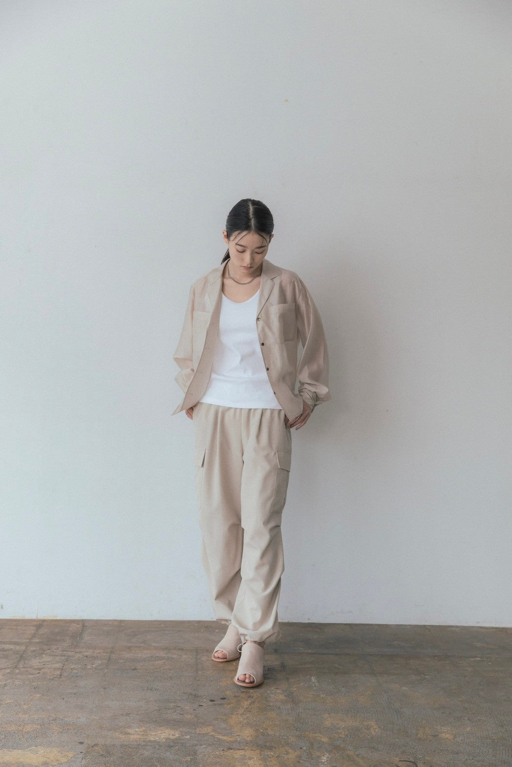 Polyester chambray parachute pants