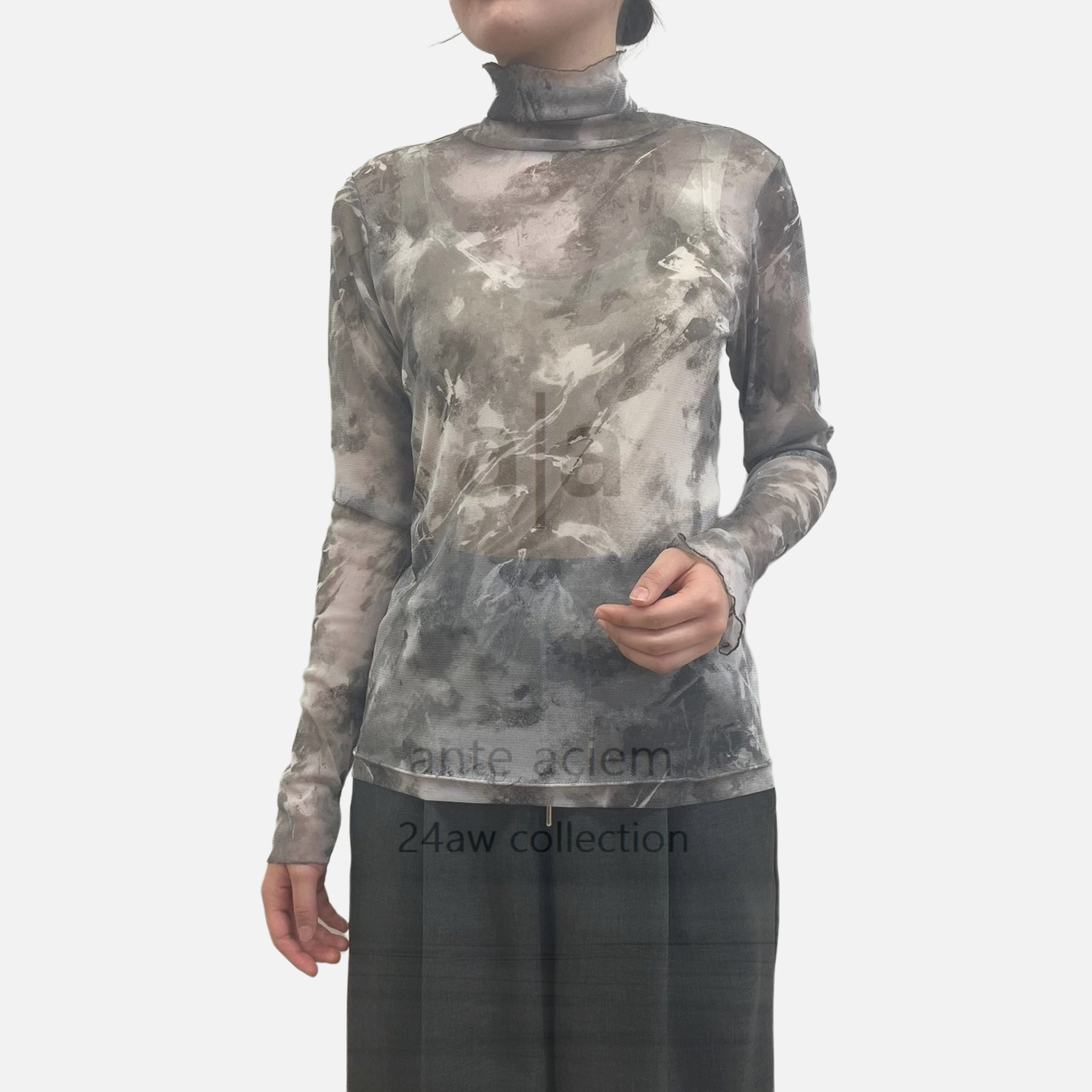 Soft Tulle Marble Print Pullover-24AW