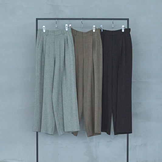 Polyester Stretch Mannish Tucked Pants