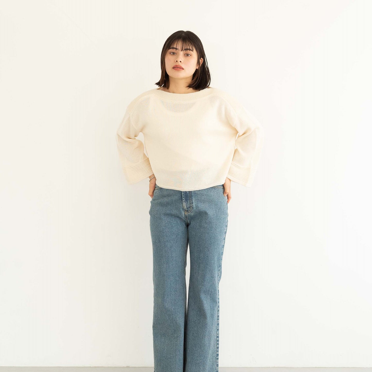 SHARLY CARN yarn cropped pullover knitted top