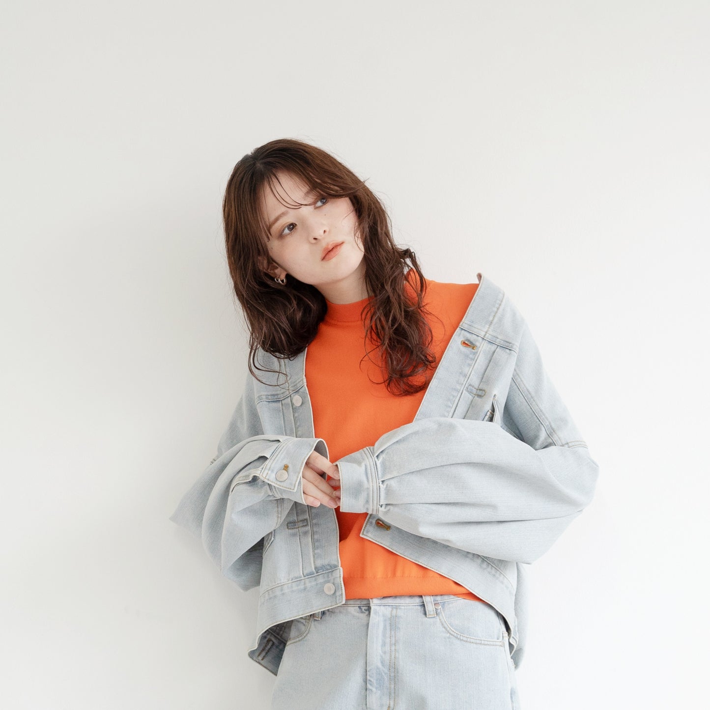 16G fine ribbed French sleeve knitted pullover
