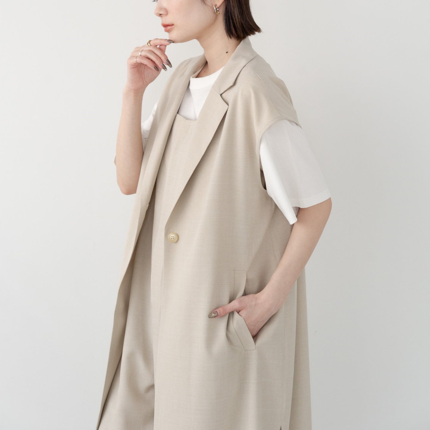 Chambray Polyester Gilet Vest