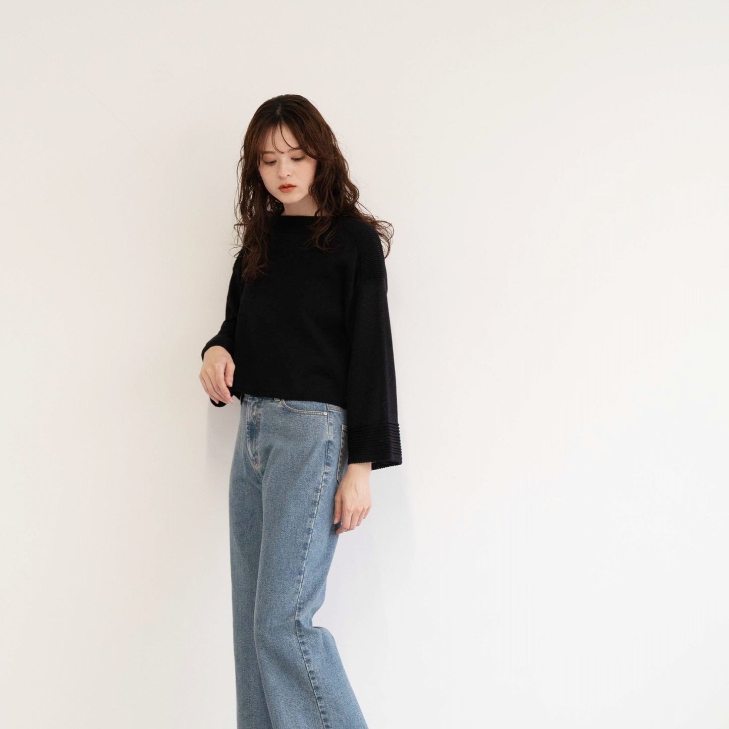 SHARLY CARN yarn cropped pullover knitted top