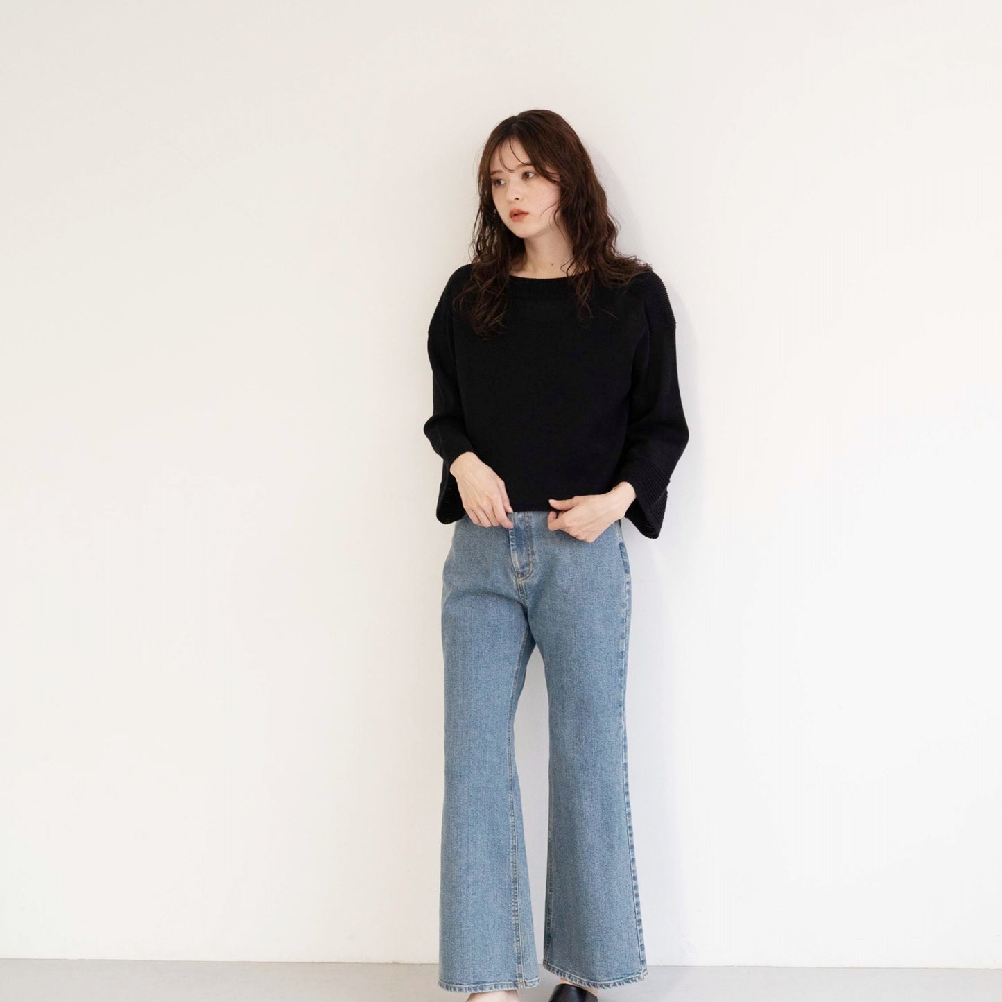 SHARLY CARN yarn cropped pullover knitted top